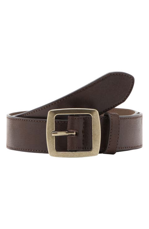 Square Buckle Faux Leather Belt
