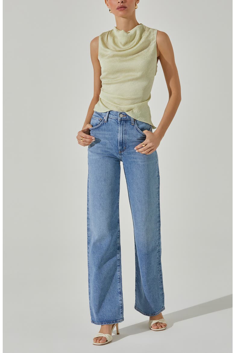 Texture Drape Satin Top, Alternate, color, CELERY