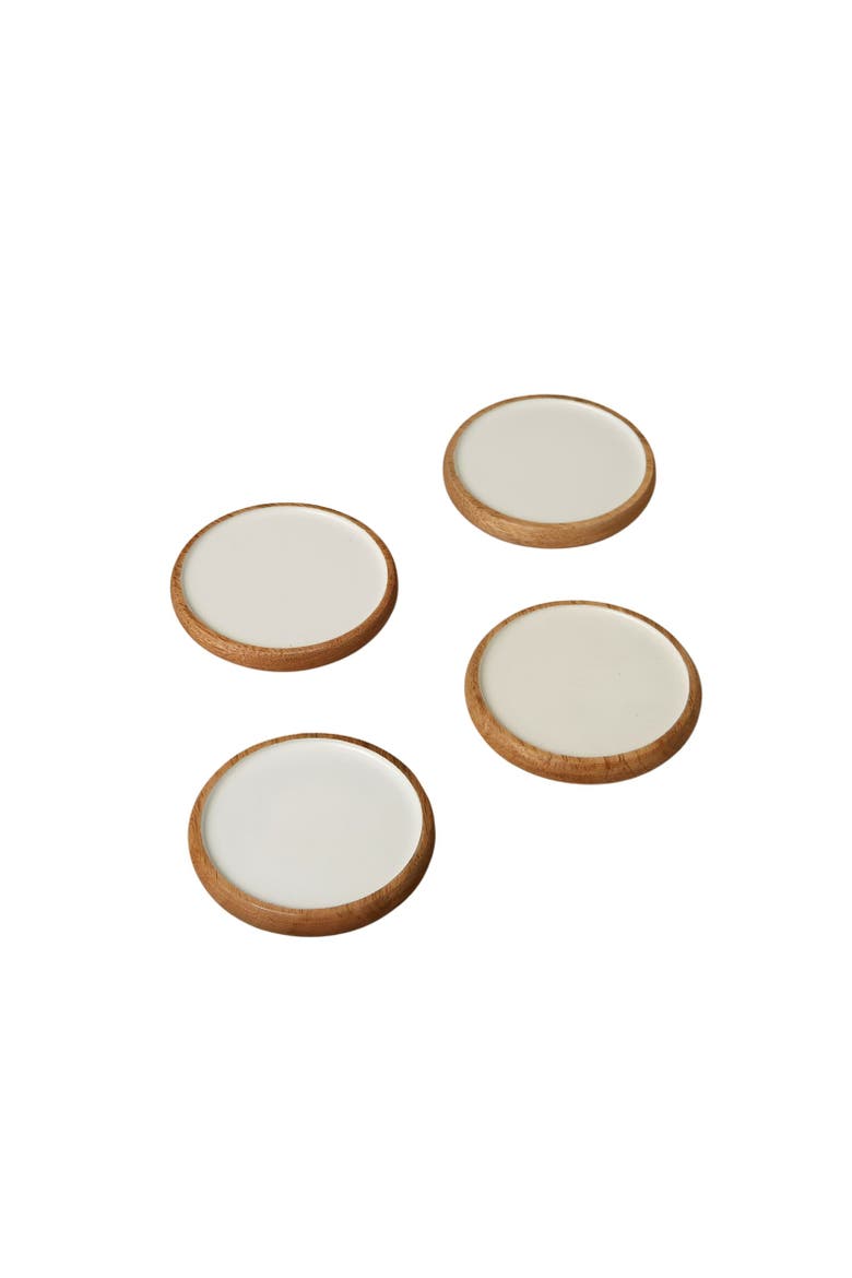Madras Curva Round Coasters - Set of 4, Main, color, Natural