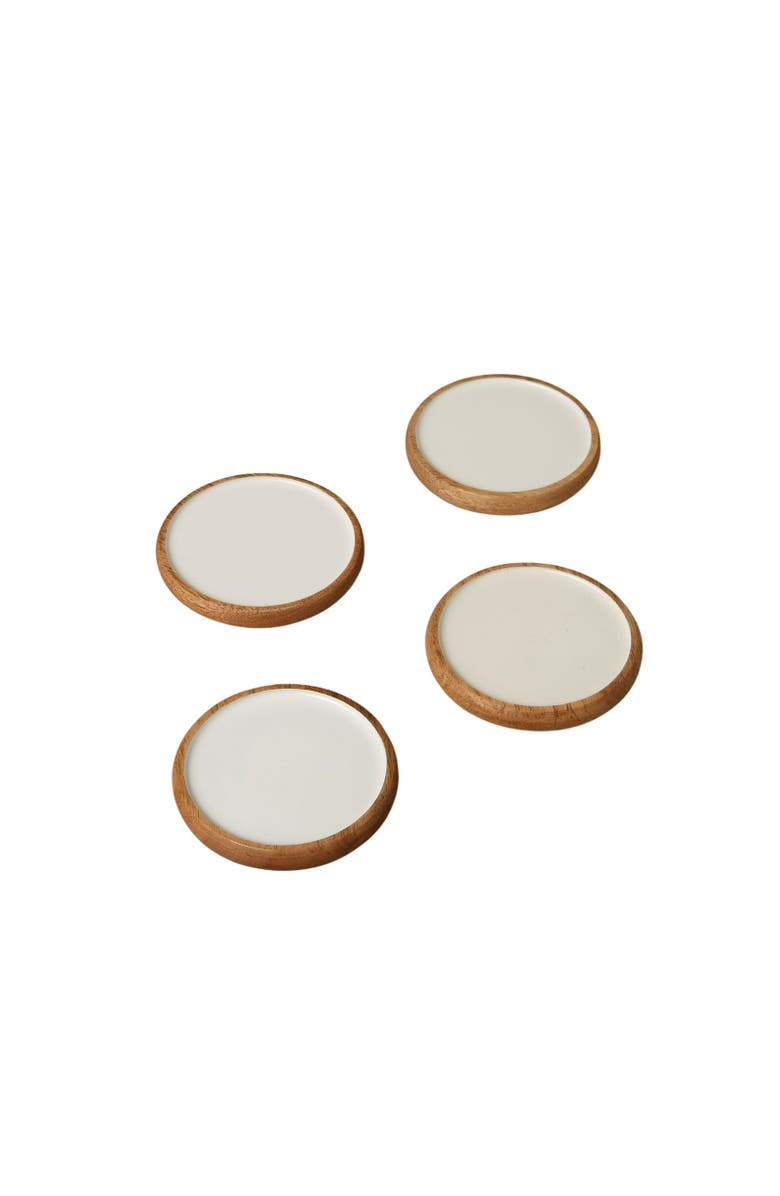 Be Home Madras Curva Round Coasters - Set of 4, Main, color, Natural