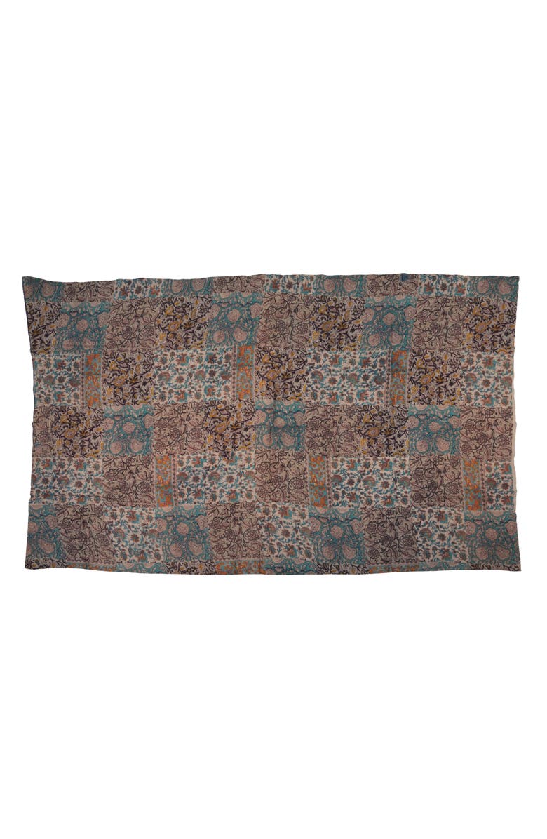 Storied Home Vintage Cotton Printed Rali Throw with Embroidery, Multicolor, Alternate, color, Grey