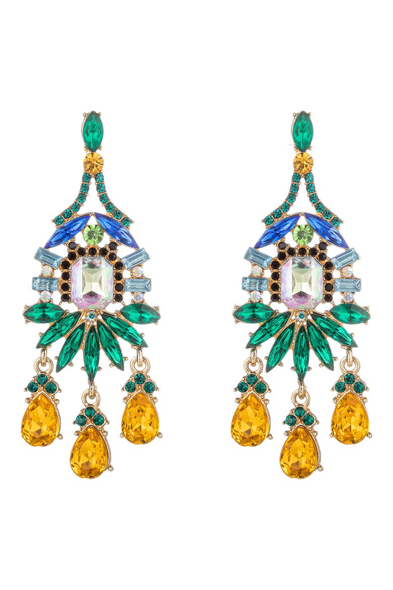 Fallen Statement Earrings, Main, color, GREEN
