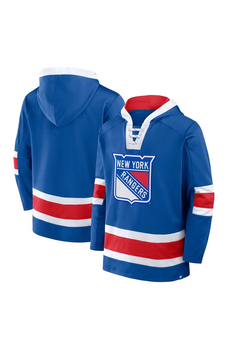 FANATICS Men's Fanatics  Blue New York Rangers Inside Line Fleece Pullover Hoodie, Main, color, 