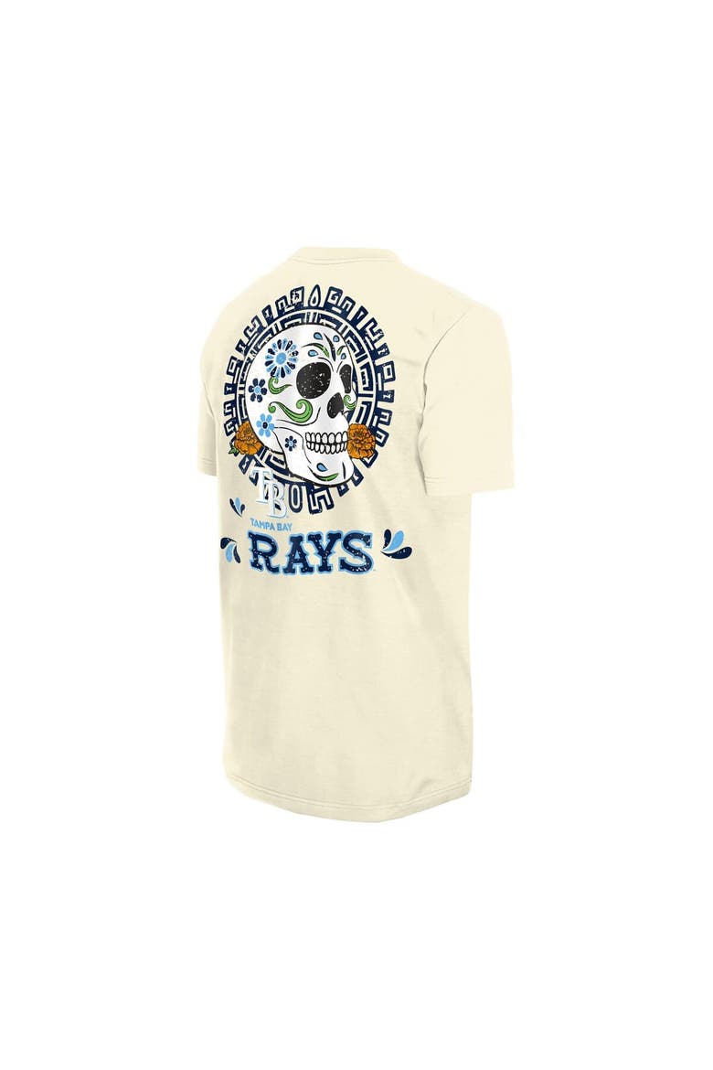 Men's New Era Natural Tampa Bay Rays Dia de los Muertos Sugar Skull T-Shirt, Alternate, color, Natural