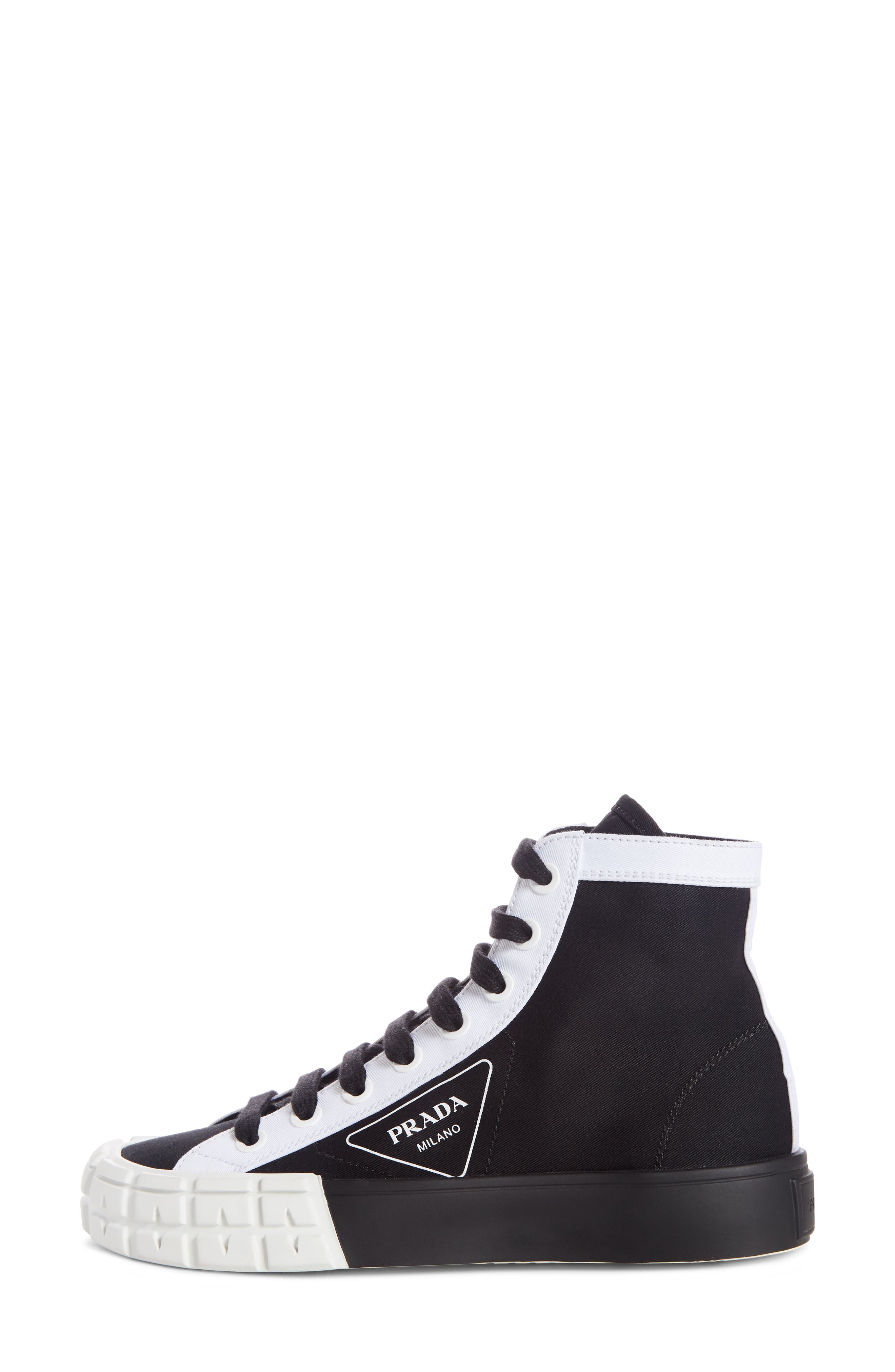 Prada Logo High Top Sneaker, Alternate, color, 