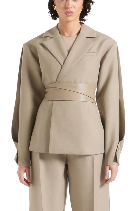 Marie Twist Sleeve Tailored Blazer with Belt