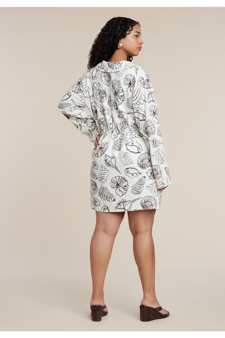 Printed Linen Mini Dress, Alternate, color, SHELLS OF ALL