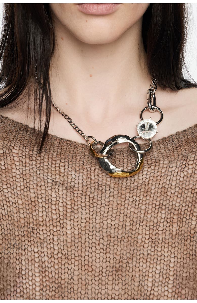 Bimba y Lola Chain Textures Necklace, Alternate, color, Dark Silver