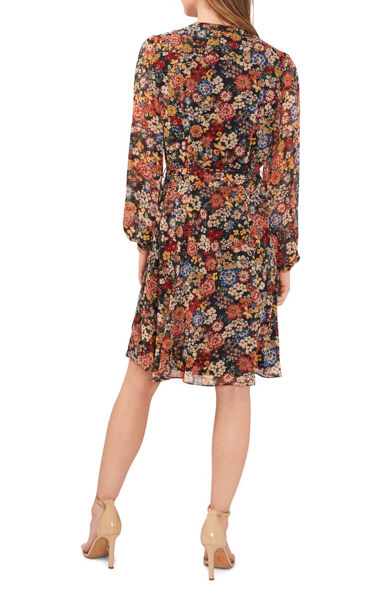 Chaus Floral Print Tie Waist Long Sleeve Dress, Alternate, color, 