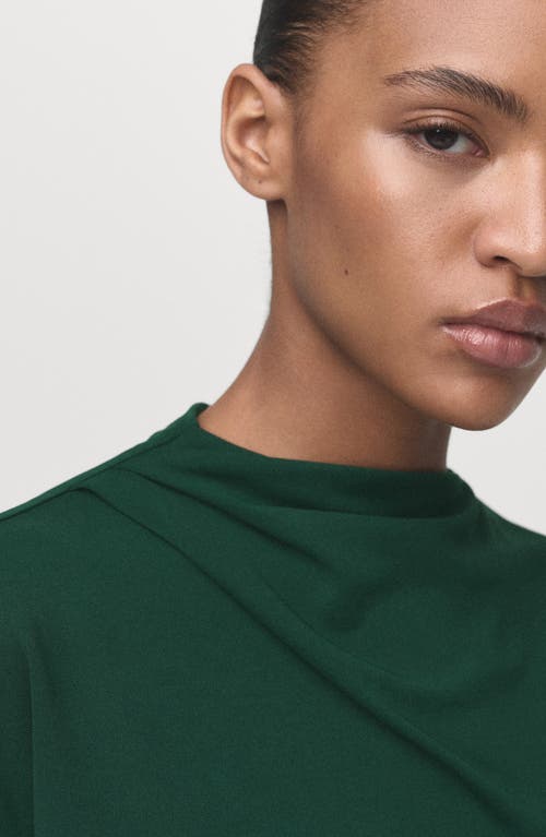 Mango Straight-fit Jumpsuit With Draped Neckline Dark Green In Green
