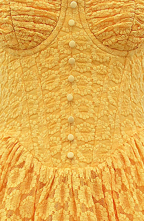 Shop House Of Cb Carolina Stretch Lace Corset Minidress In Apricot