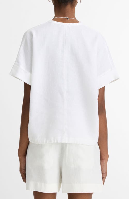 Vince Short-sleeve Linen Top In Optic White