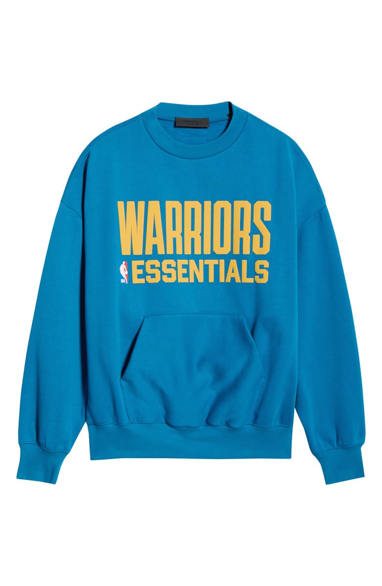 Fear of God Essentials x NBA Warriors Sport Fit Crewneck Sweatshirt, Alternate, color, Blue Sapphire