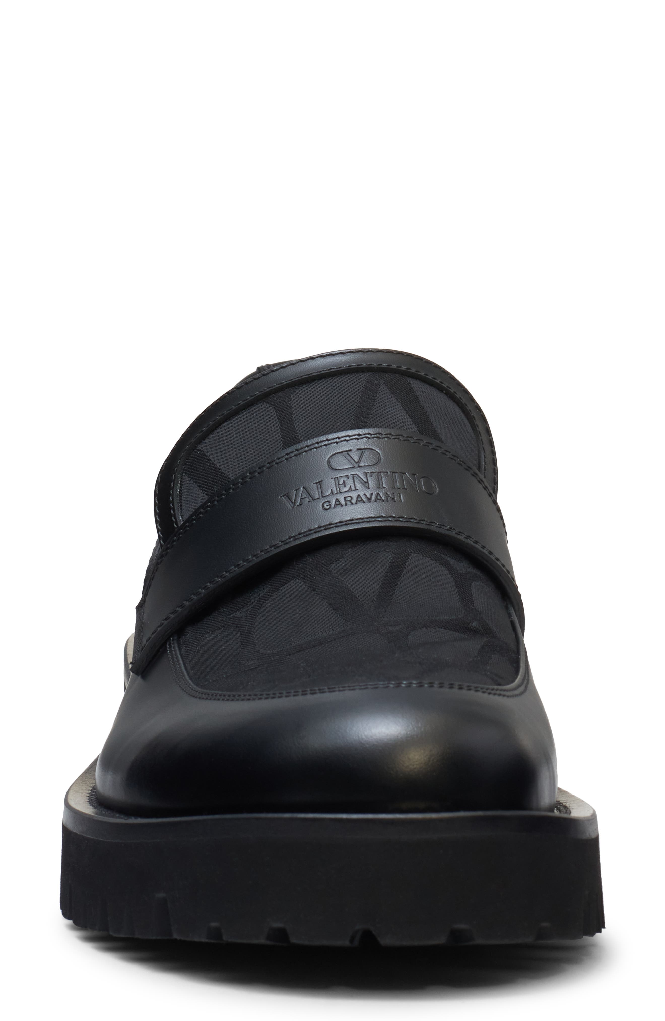 Valentino Garavani VLOGO Toile & Leather Loafer, Alternate, color, 