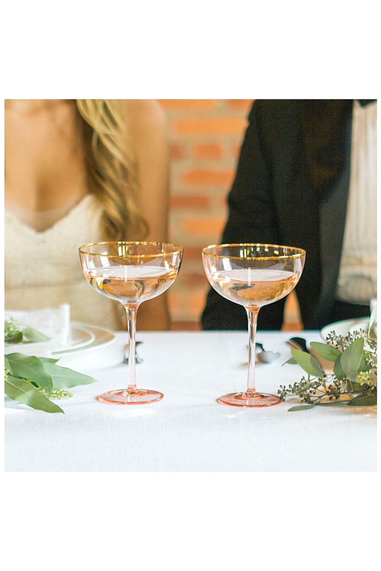 Monogram Set of 2 Champagne Coupes, Alternate, color, BLUSH - L