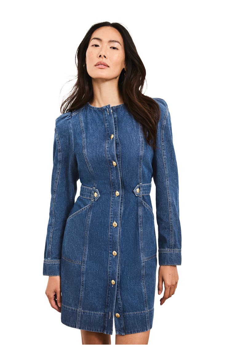 Denim Puff Sleeve Mini Dress, Main, color, Blue