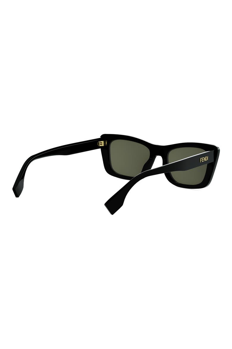 Lettering 53mm Cat Eye Sunglasses, Alternate, color, SHINY BLACK / GREEN