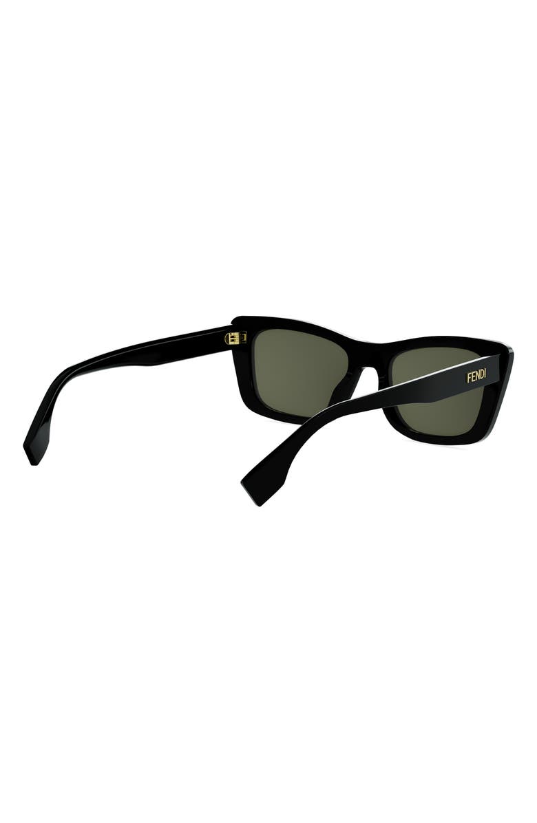 Fendi Lettering 53mm Cat Eye Sunglasses, Alternate, color, Shiny Black / Green