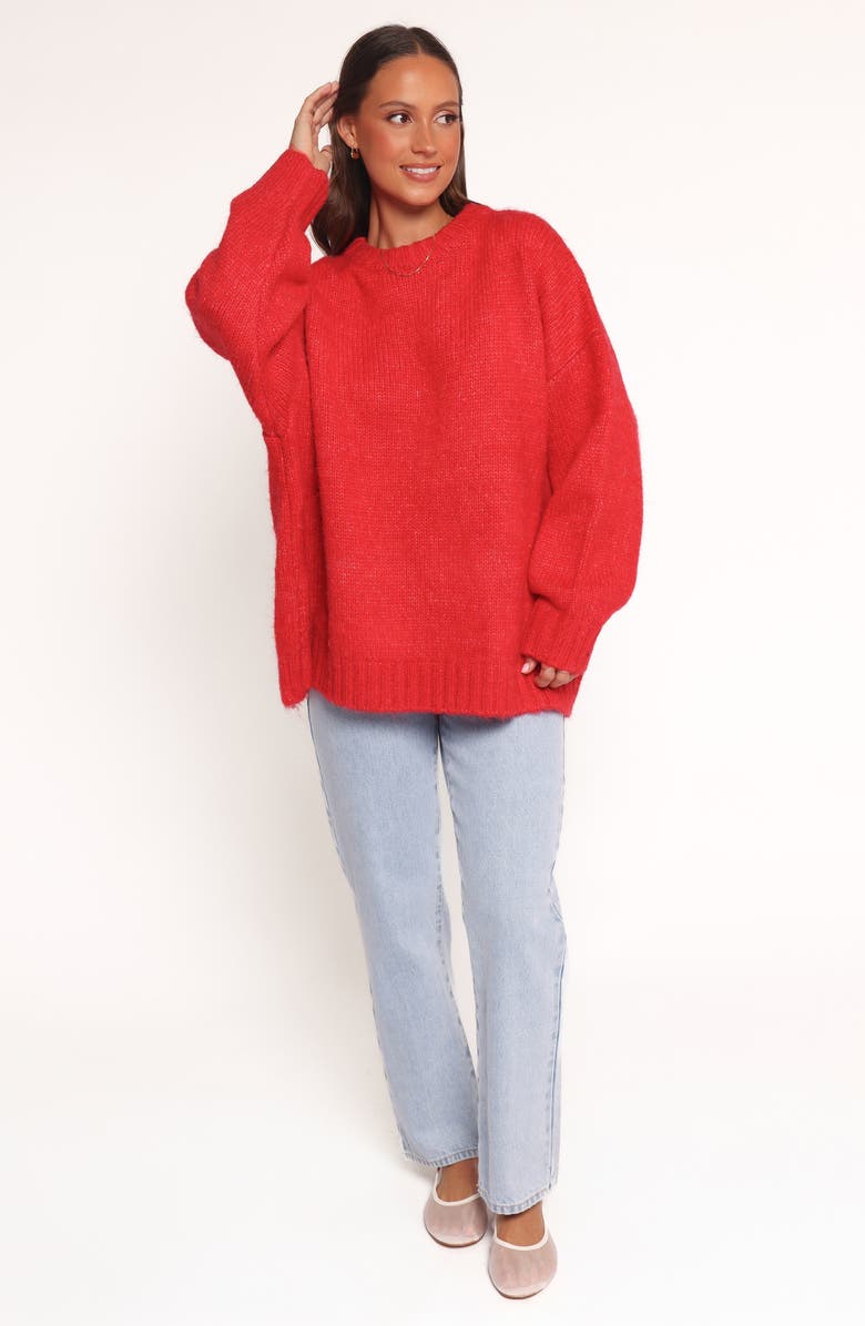 Petal & Pup Llyod Oversize Crewneck Sweater, Alternate, color, Red