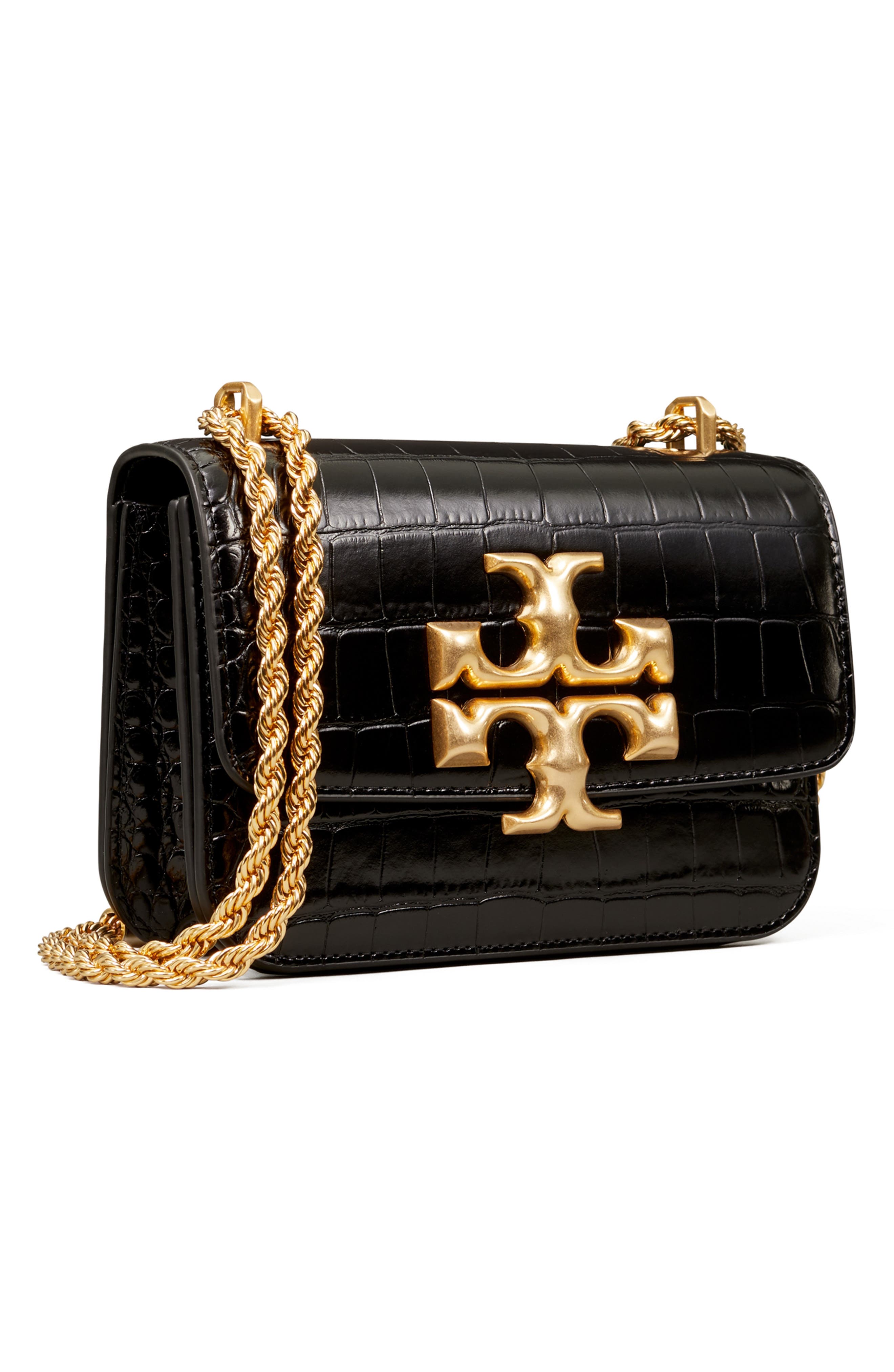 Tory Burch Small Eleanor Croc Embossed Leather Convertible Shoulder Bag, Alternate, color, 