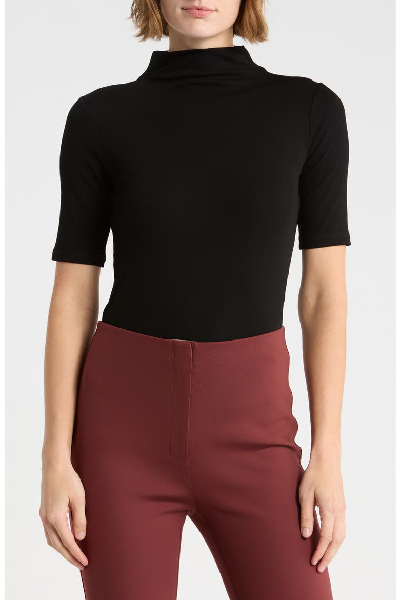 Cruzio Ribbed Mock Neck Top, Main, color, BLK