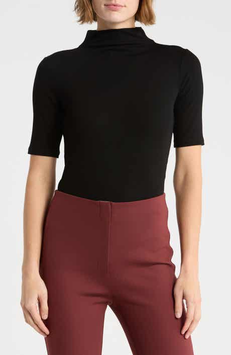 Cruzio Ribbed Mock Neck Top