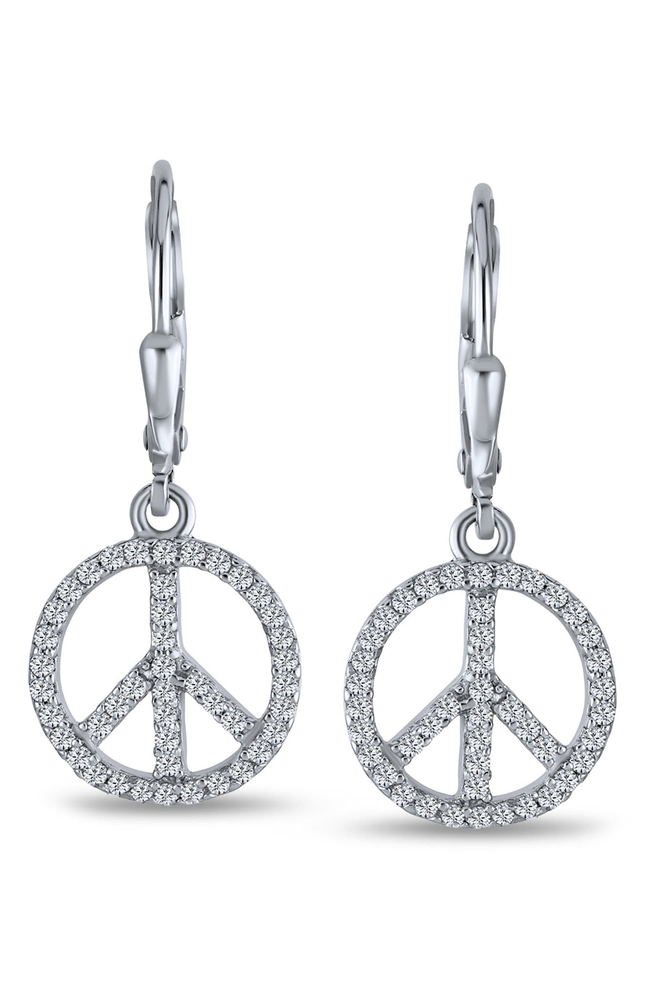 BLING JEWELRY World Peace CZ Leverback Drop Earrings
