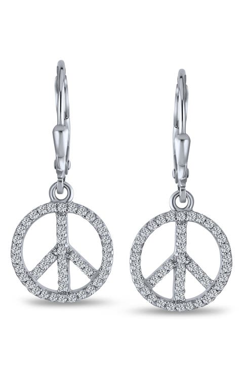 World Peace CZ Leverback Drop Earrings