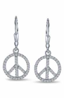 BLING JEWELRY World Peace CZ Leverback Drop Earrings