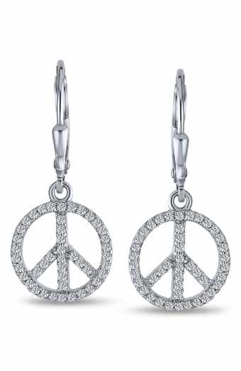BLING JEWELRY World Peace CZ Leverback Drop Earrings