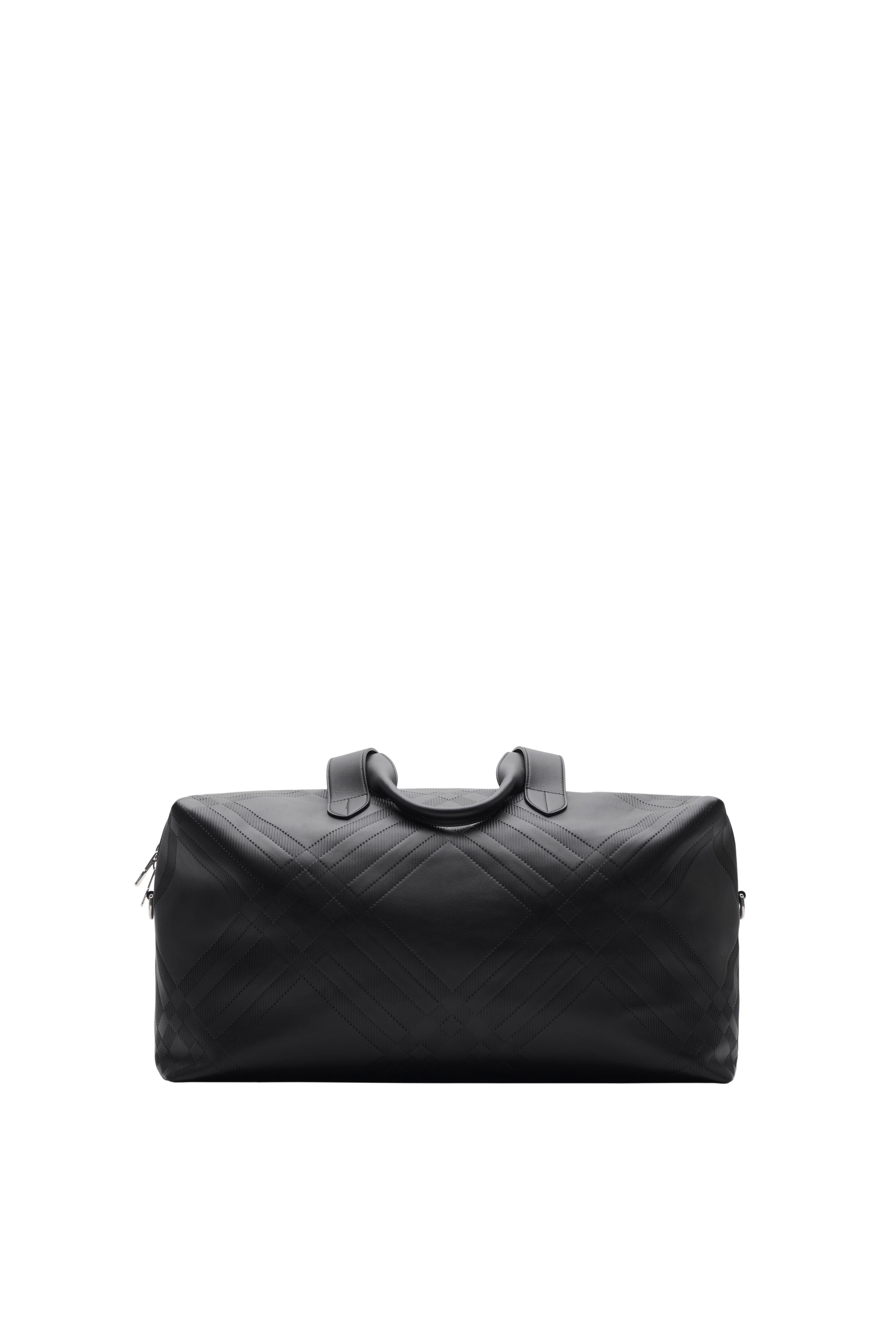 Burberry Embossed Check Duffle Bag, Alternate, color, Black