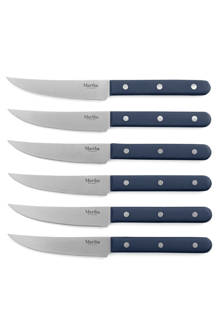 Eastwalk Forged Stainless Steel Knife Block Set with Acacia Wood Block, Alternate, color, Navy