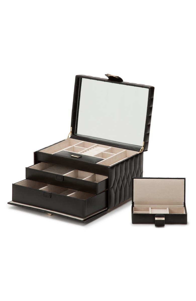 WOLF Caroline Medium Jewelry Case, Alternate, color, Black