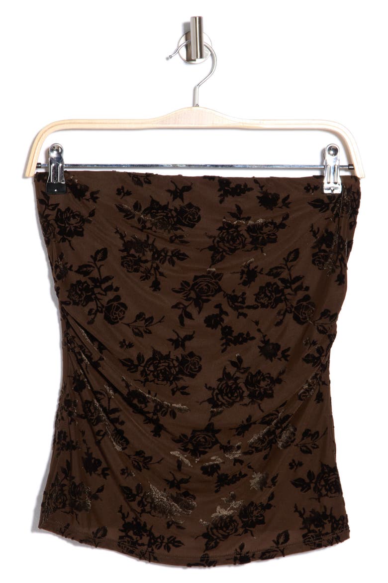 Ruched Side Split Hem Tube Top, Main, color, CHOCOLATE BROWN