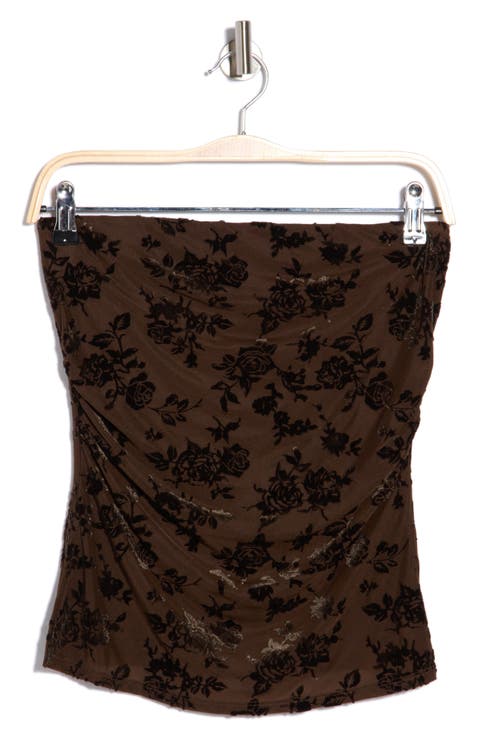 Ruched Side Split Hem Tube Top