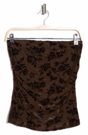 Ruched Side Split Hem Tube Top
