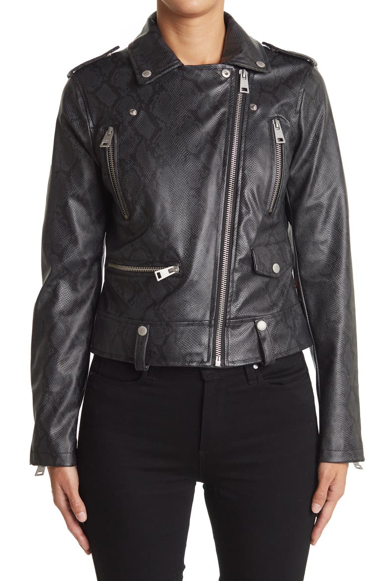 Levi's® Faux Leather Moto Jacket, Alternate, color, BK ELC BLU