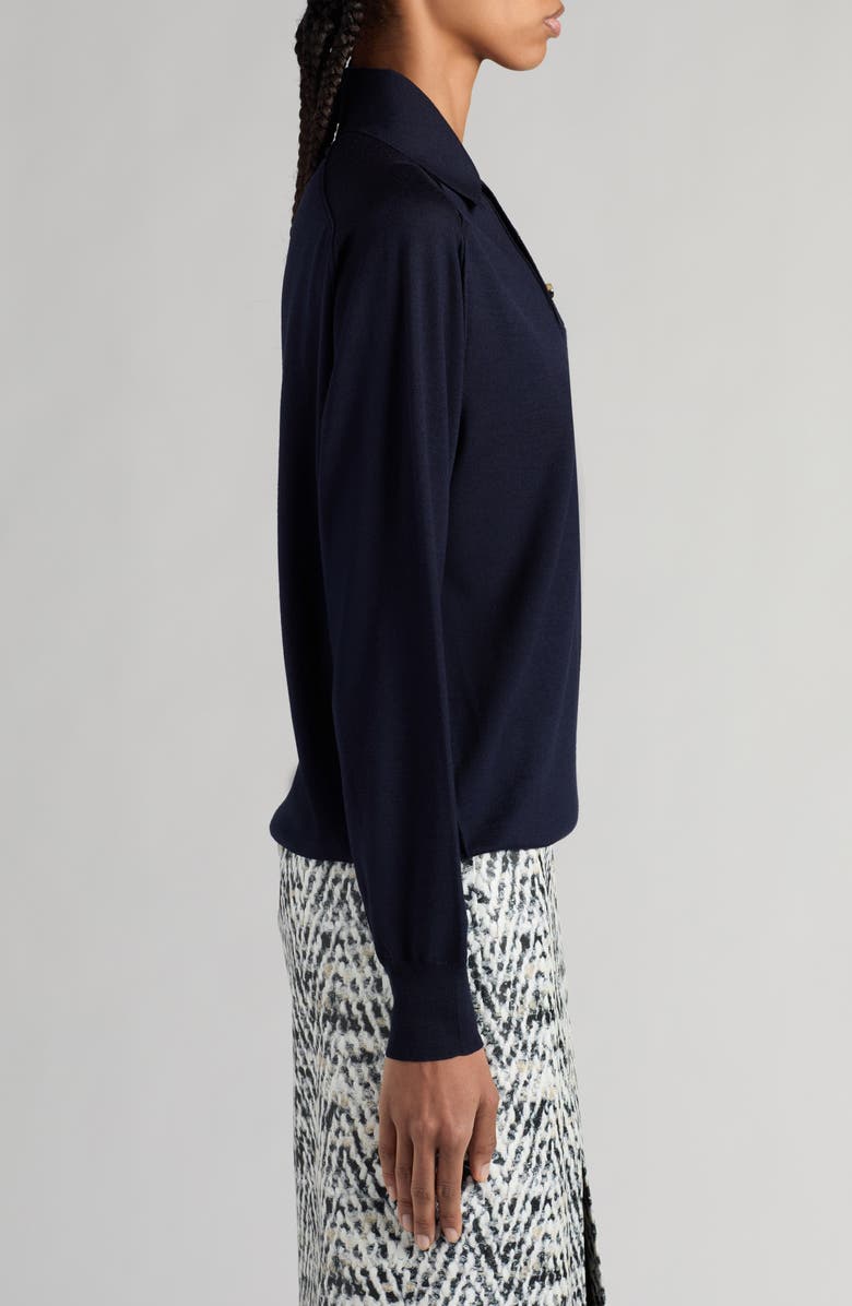 Bottega Veneta Lightweight Fine Wool Long Sleeve Polo, Alternate, color, 