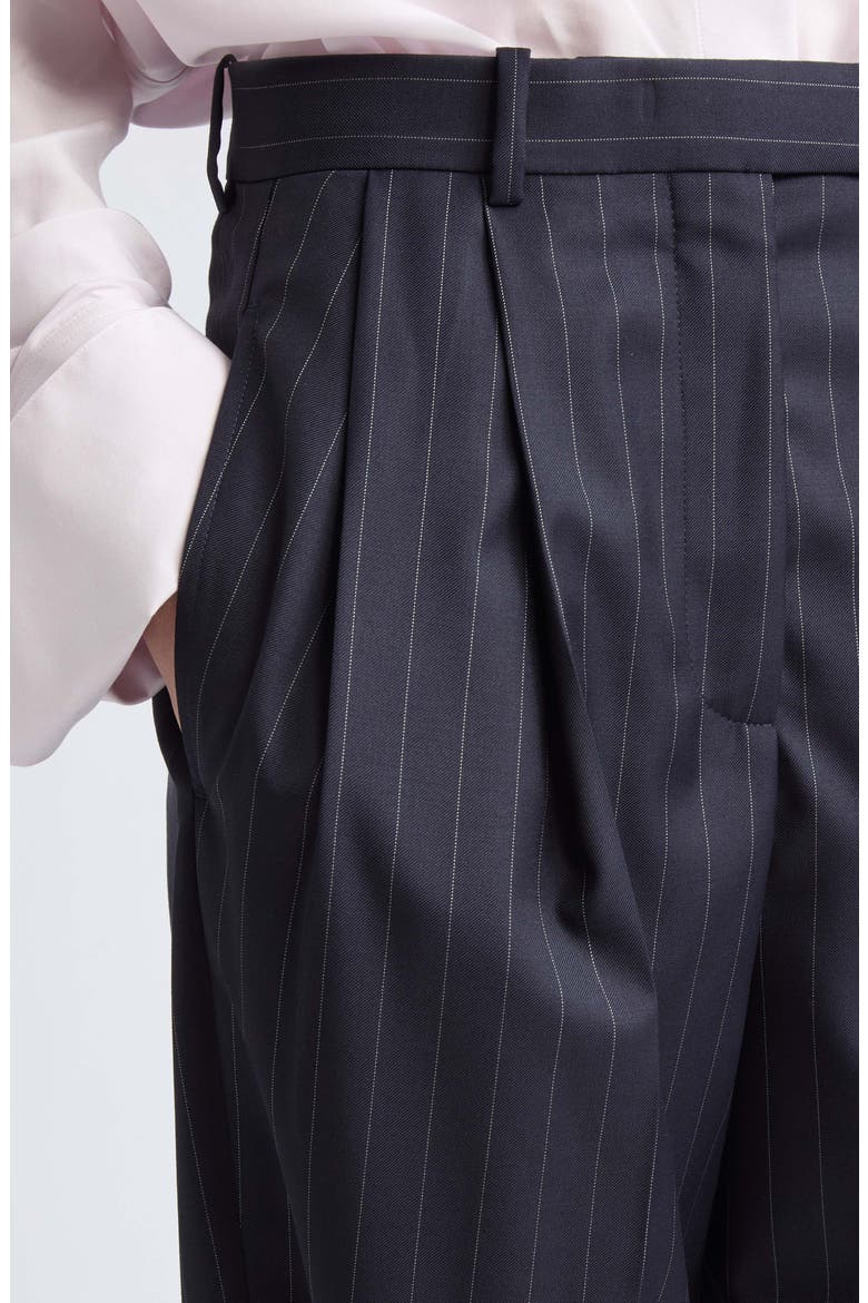 Double Pleat Wool Trousers, Alternate, color, DARK NAVY