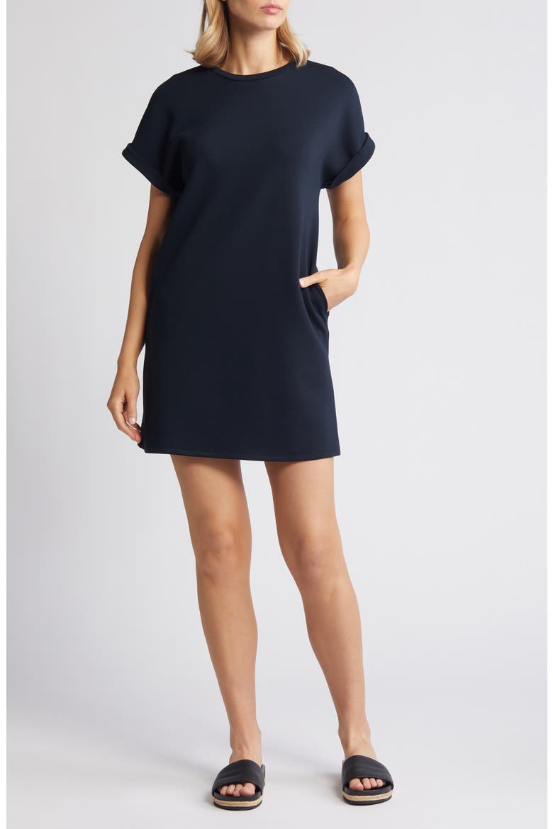 Cuffed T-Shirt Dress, Main, color, BLACK