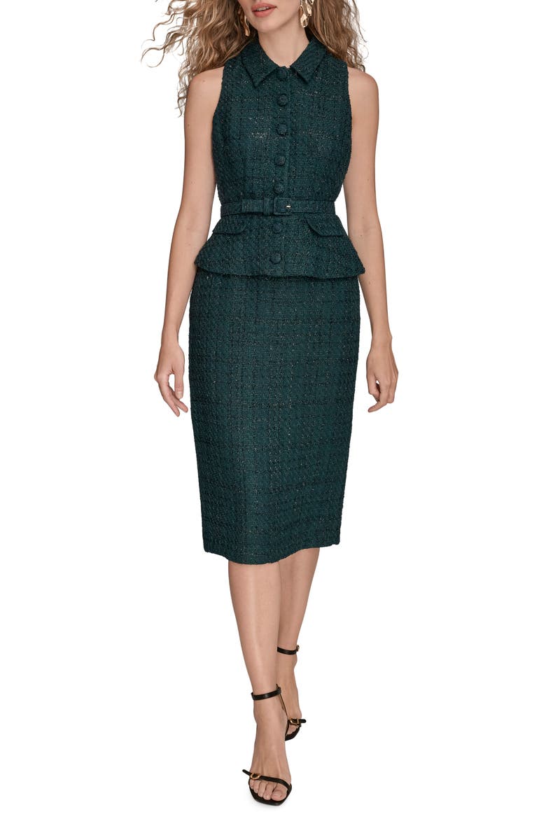 Tweed Top & Midi Skirt Set, Main, color, HUDSON