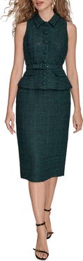 Donna Karan New York Tweed Top & Midi Skirt Set