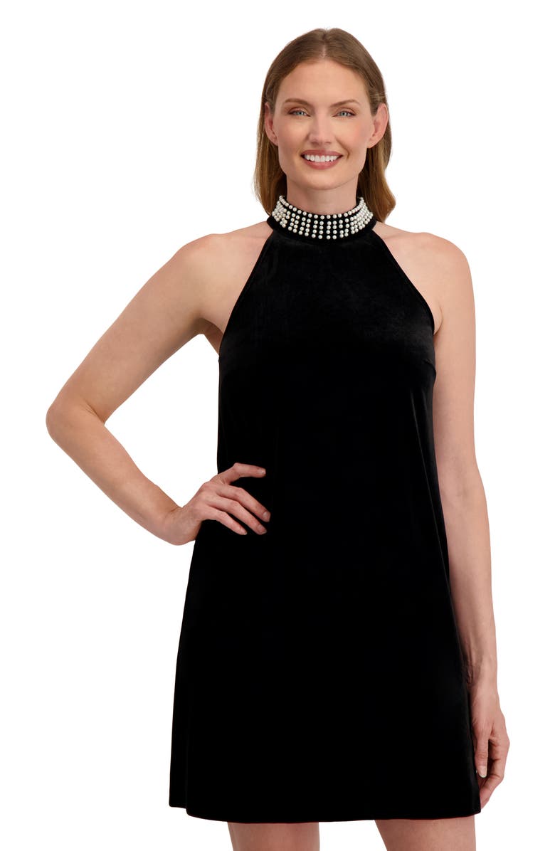 Laundry by Shelli Segal Audrey Embellished A-Line Dress, Alternate, color, Black Onyx