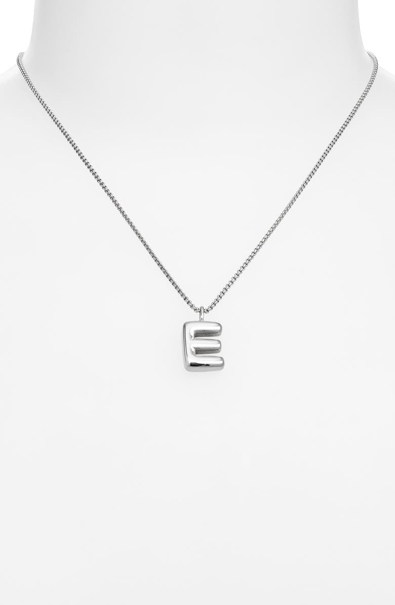 Open Edit Waterproof Bubble Initial Pendant Necklace, Alternate, color, E- Silver