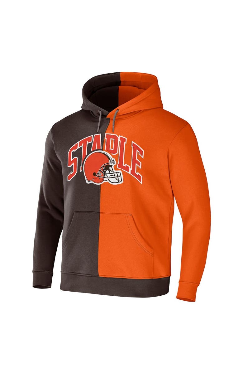 STAPLE Men's NFL x Staple Brown Cleveland Browns Split Logo Pullover Hoodie, Alternate, color, Brown