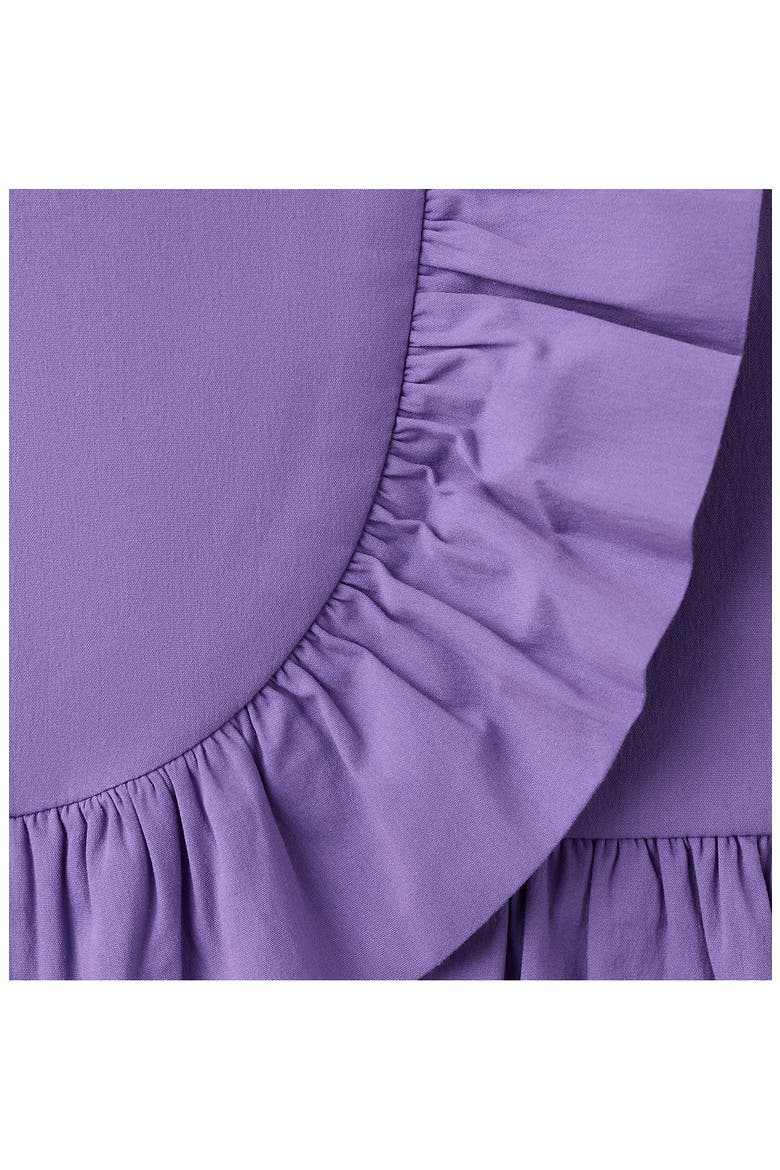 Starring Hailey Bieber Ruffle Detail Cotton Blend Miniskirt, Alternate, color, PURPLE