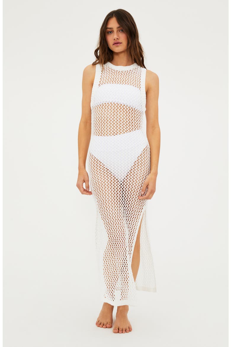 Holly Sheer Open Knit Cover-Up Dress, Alternate, color, WHITE