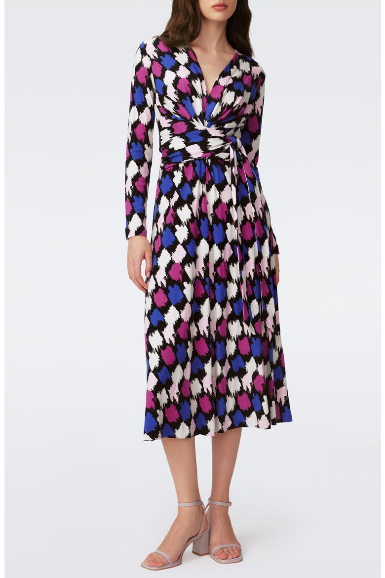 Dorothee Tie Waist Long Sleeve Dress, Main, color, BRUSH TOOTH MULTI