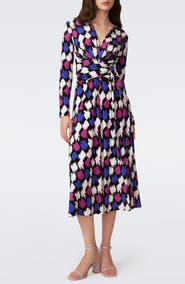 DVF Dorothee Tie Waist Long Sleeve Dress