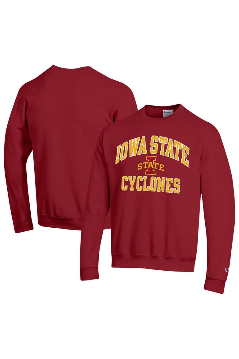 Men's Champion Cardinal Iowa State Cyclones High Motor Pullover Sweatshirt, Main, color, Cardinal